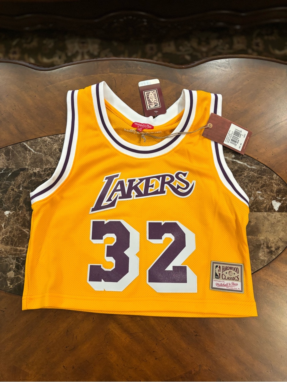 Los Angeles Lakers Magic Johnson Mitchell & Ness Cropped Jersey Size Medium